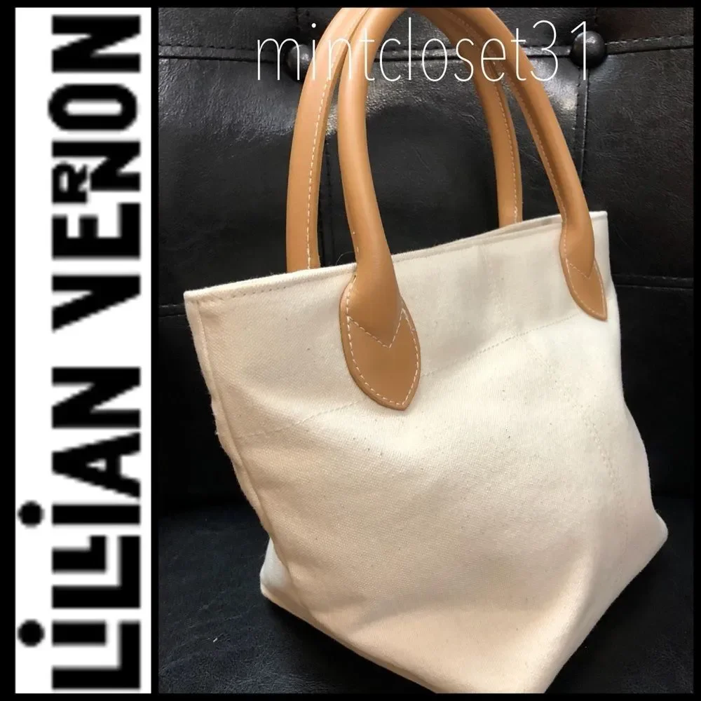 Lillian Vernon Leather Trim Tote